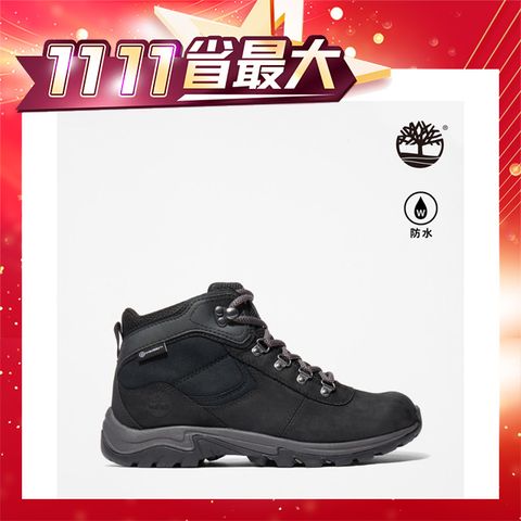 Timberland 女款黑色中筒防水健行鞋|A25N7015