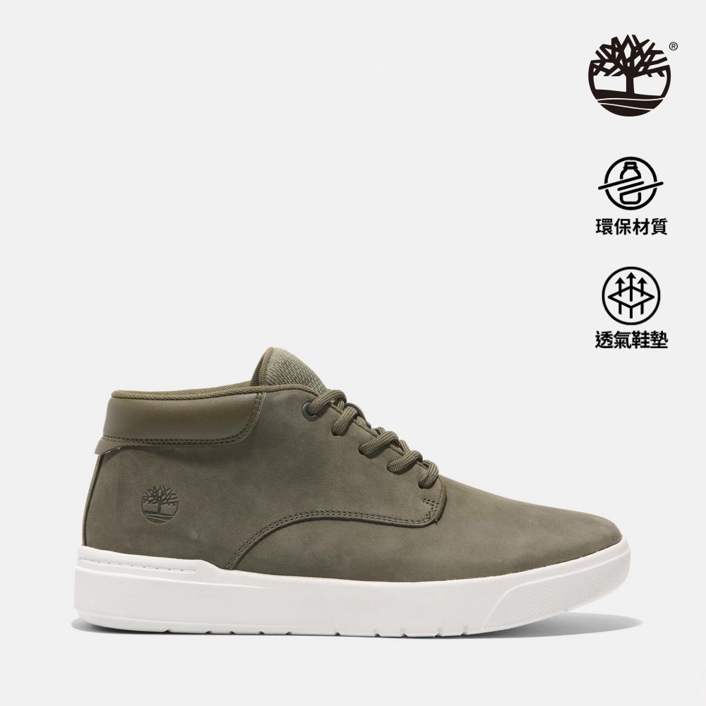 Timberland  男款深綠色皮革中筒休閒鞋|A69M1EO6