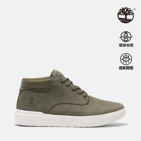 Timberland 男款深綠色皮革中筒休閒鞋|A69M1EO6