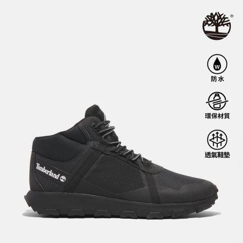 Timberland 男款黑色防水中筒健行鞋|A41W7EK9