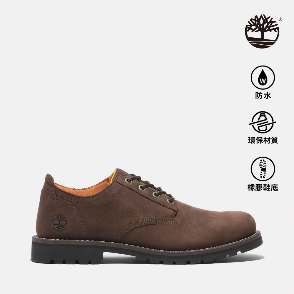 Timberland 男款深棕色皮革防水休閒鞋|A699PW07