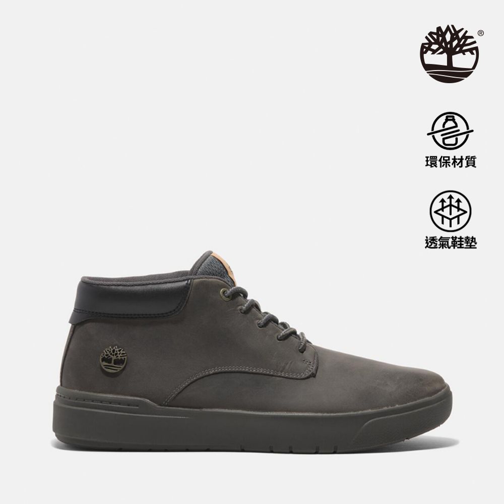 Timberland 男款灰色皮革中筒休閒鞋|A69M1EL7