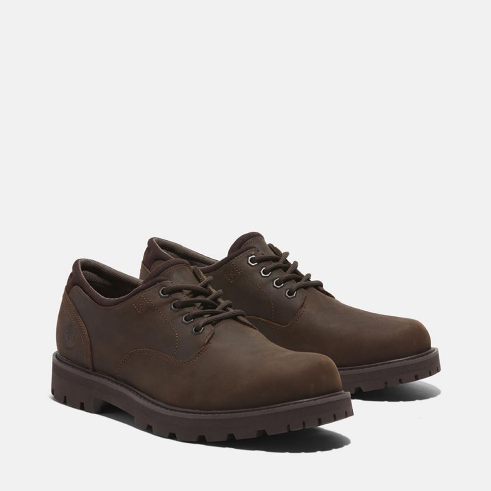 Timberland 男款深棕色皮革防水休閒鞋｜A69T9W01