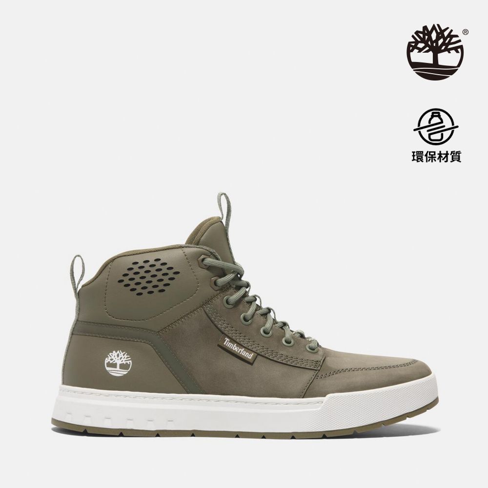 Timberland 男款深綠色皮革中筒休閒鞋｜A69JSEO6