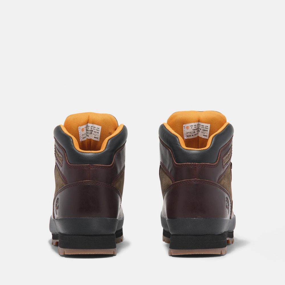 Timberland 男款酒紅色Euro Hiker中筒健行鞋｜A2P27EIW