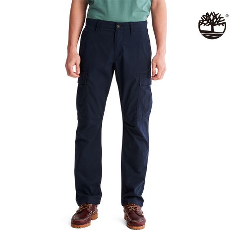 Timberland 男款深寶藍色有機棉戶外工裝多口袋長褲|A2CZH433