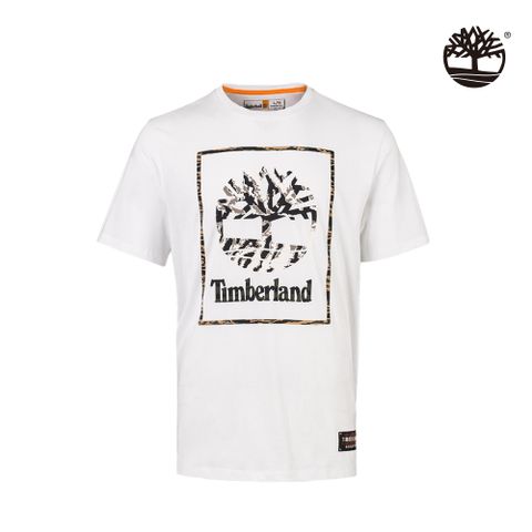 Timberland 男款白色虎紋Logo有機棉短袖T恤|A27GP100