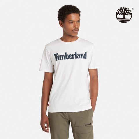 Timberland 男款白色有機棉經典Logo印花短袖T恤|A6DN3100