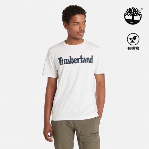 Timberland 男款白色有機棉經典Logo印花短袖T恤|A6DN3100