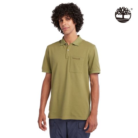 Timberland 男款橄欖綠水洗短袖口袋POLO衫|A6QQ1V46