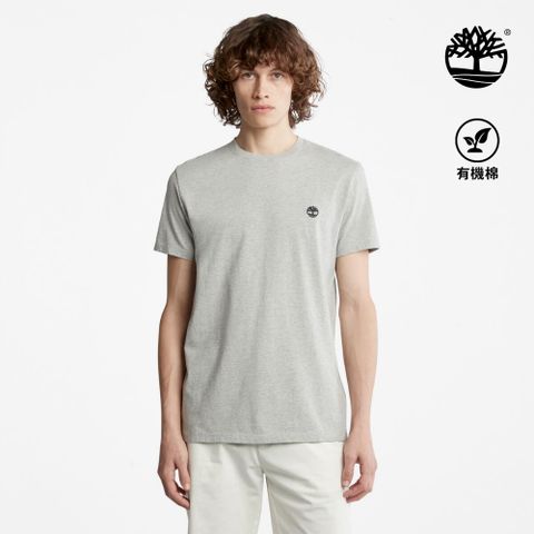 Timberland 男款中麻灰胸前大樹LOGO刺繡短袖T恤|A2EKJ052