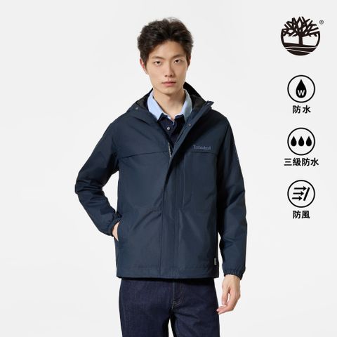 Timberland 男款黑色防潑水環保材質廓形連帽外套|A695W433