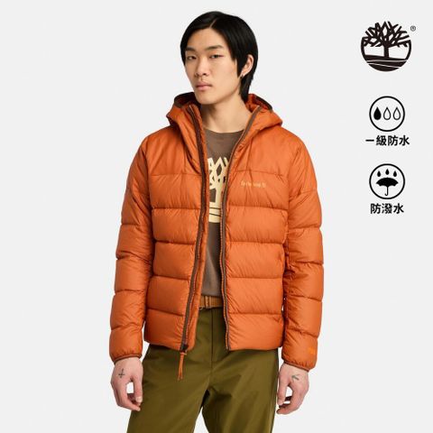 Timberland 男款焦糖色防潑水鵝絨連帽外套|A5M6P888