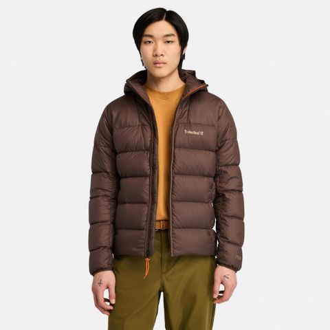 Timberland 男款深棕色防潑水鵝絨連帽外套|A5M6P243