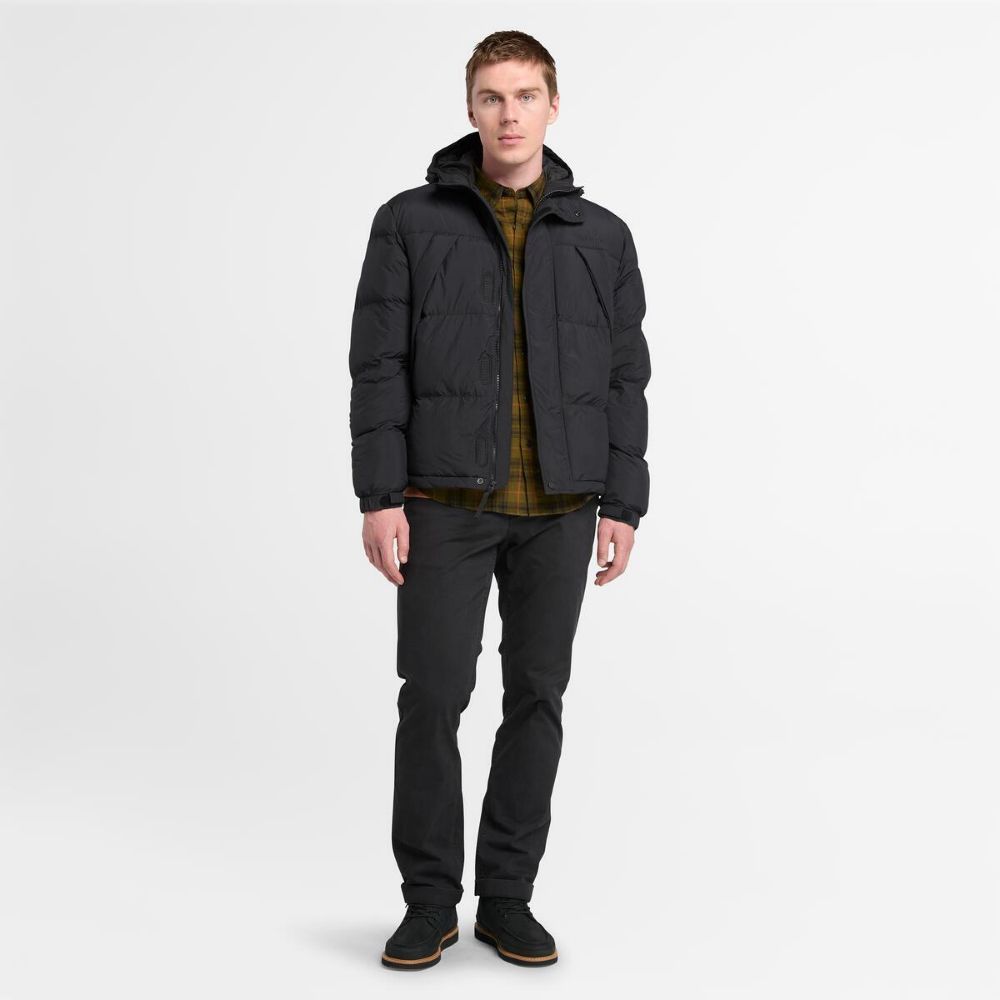 Timberland 男款黑色防潑水保暖外套|A6653001