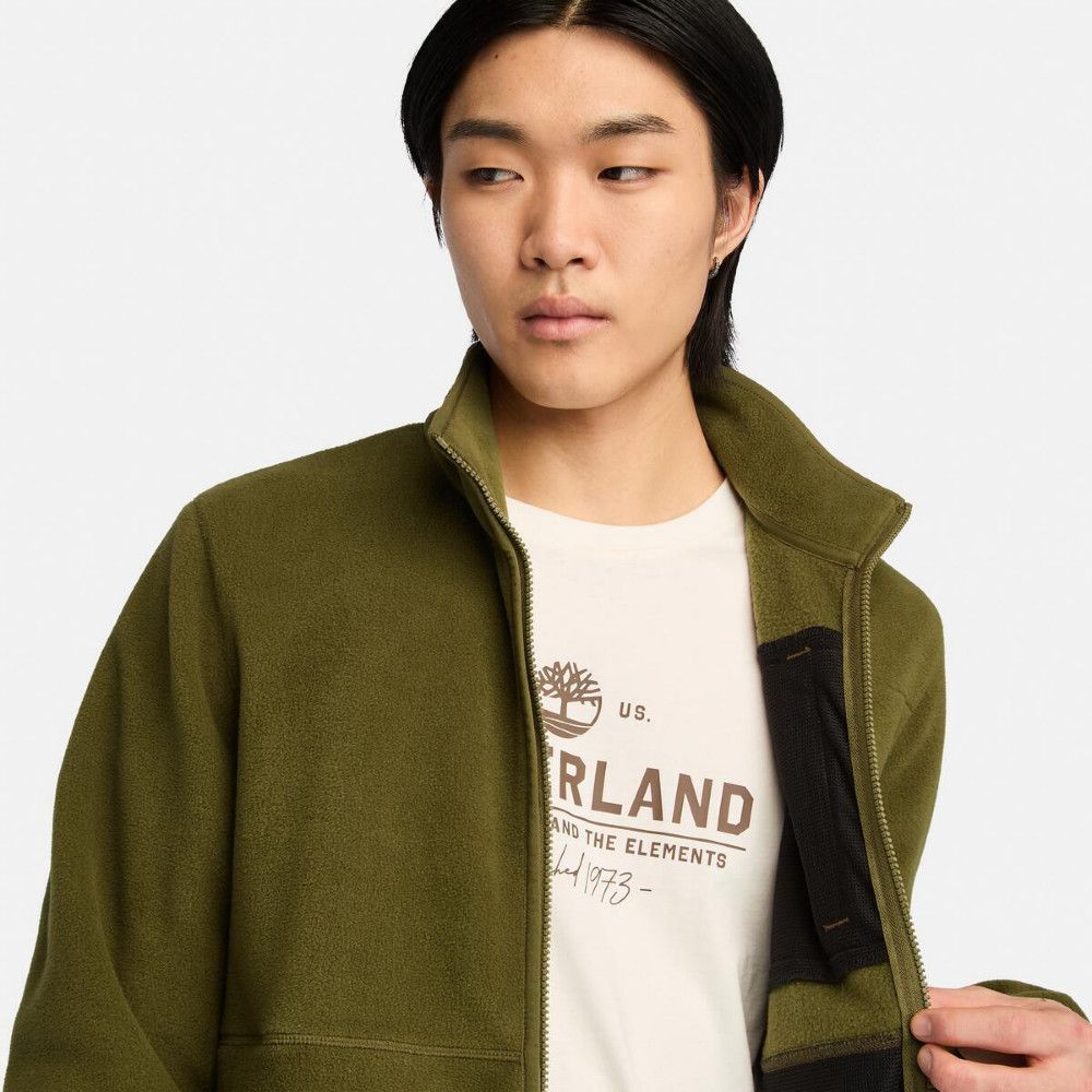 Timberland 男款橄欖綠色抓絨外套|A69KN302