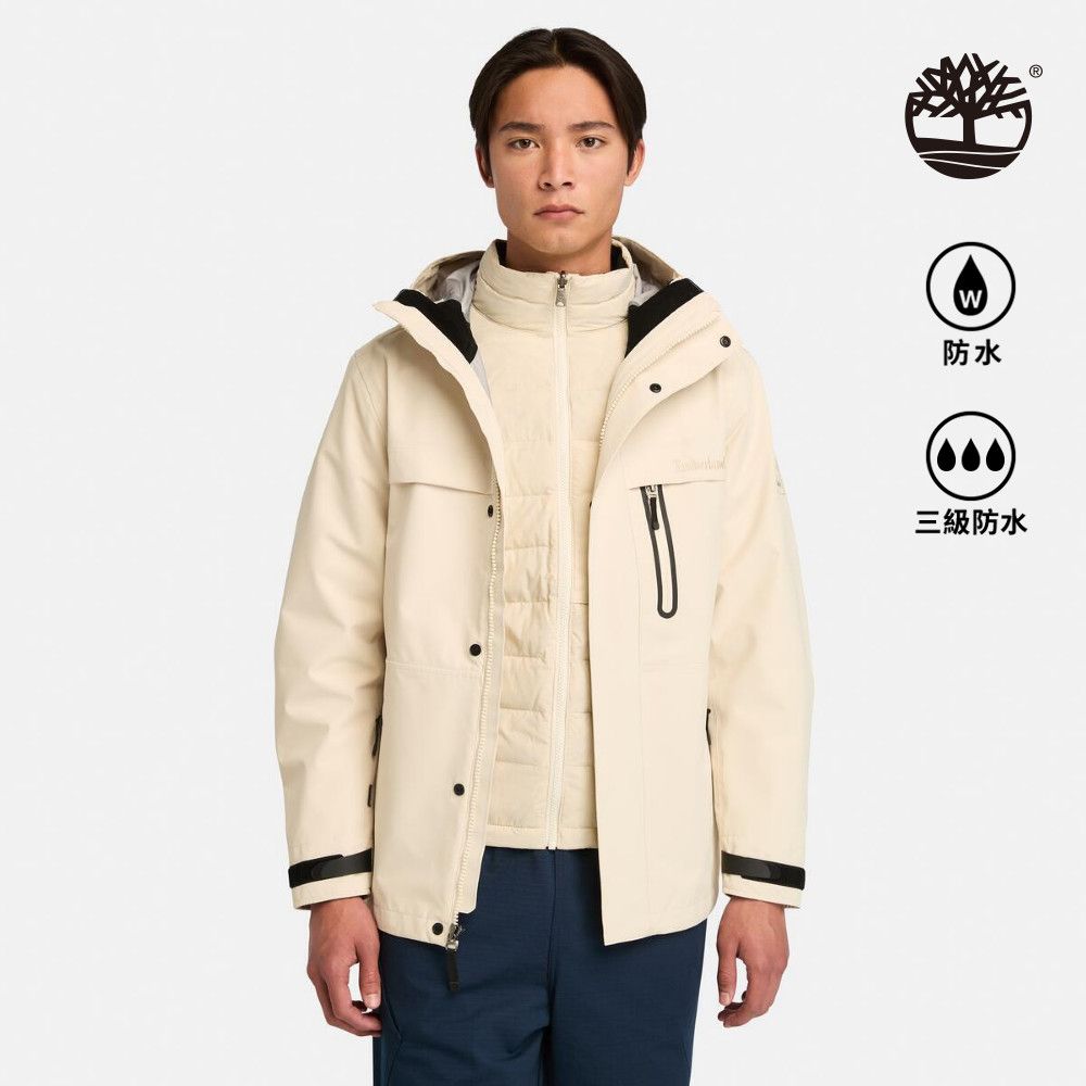 Timberland 男款象牙色Super Benton 3合1防水工殼外套｜A2M6XEFL