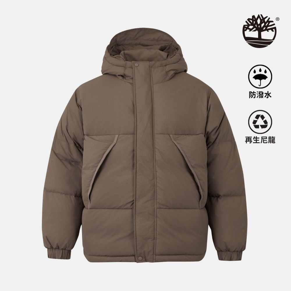 Timberland 男款咖啡色防潑水再生羽絨外套｜A44PHBK0