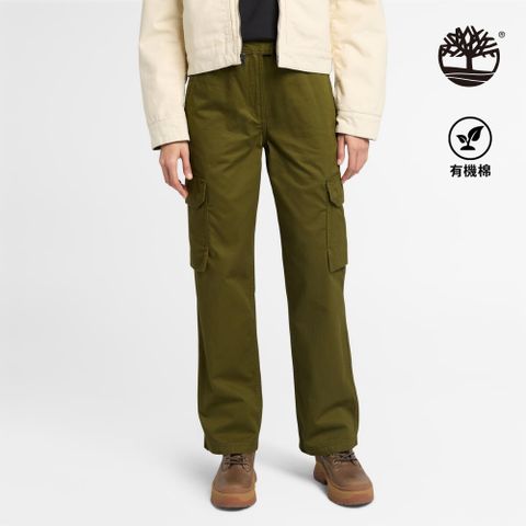 Timberland 女款橄欖綠色工裝休閒長褲|A5YYK302