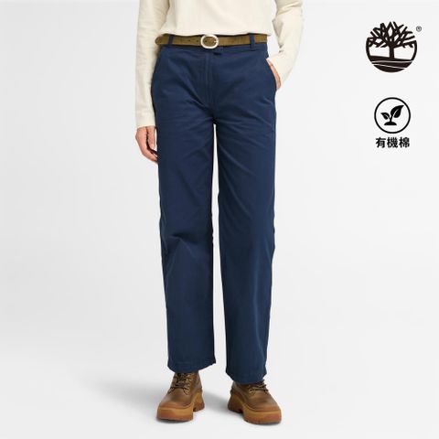 Timberland 女款深藍色直筒休閒長褲|A5ZVY451