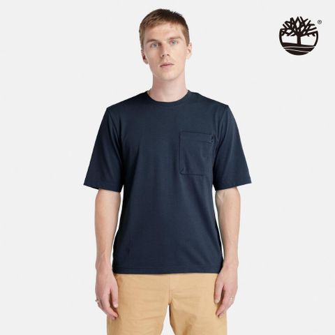 Timberland 男款深寶石藍 TimberCHILL™ 涼爽科技抗UV 短袖T恤|A641C433