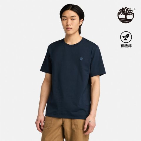 Timberland 男款深藍色Logo短袖T恤|A6DKUZ02