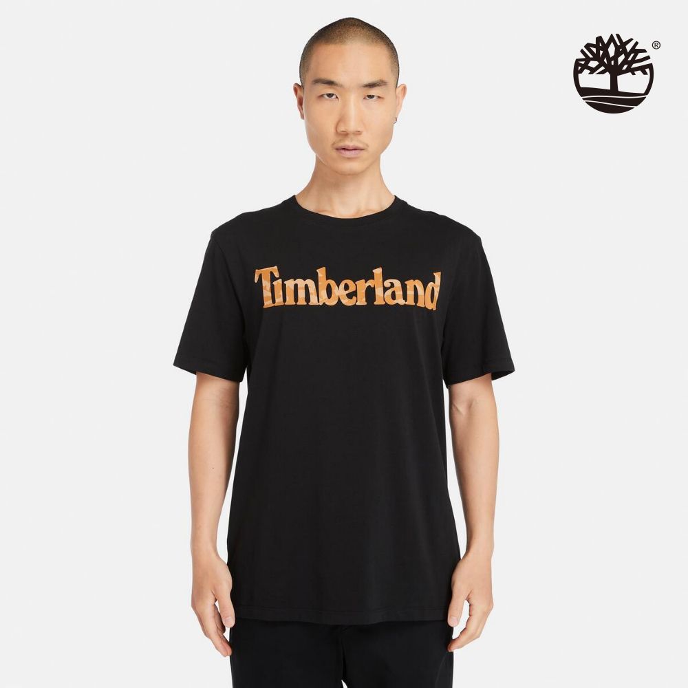 Timberland 男款黑色迷彩文字短袖T恤|A2Q72001