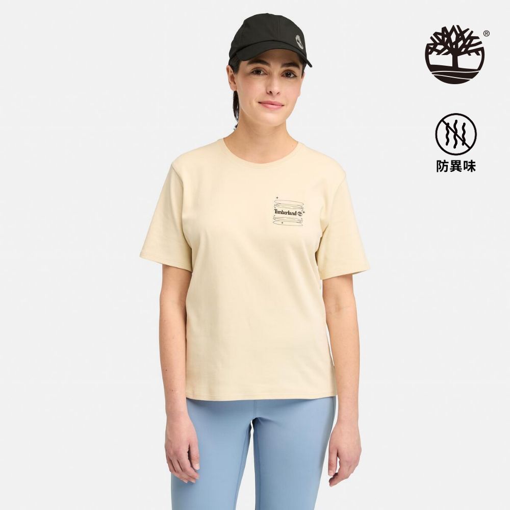 Timberland  女款象牙色休閒印花短袖T恤|A65VBEFL