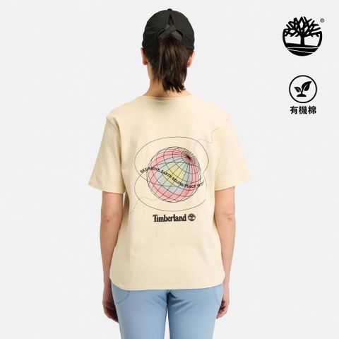 Timberland 女款象牙色休閒印花短袖T恤|A65VBEFL