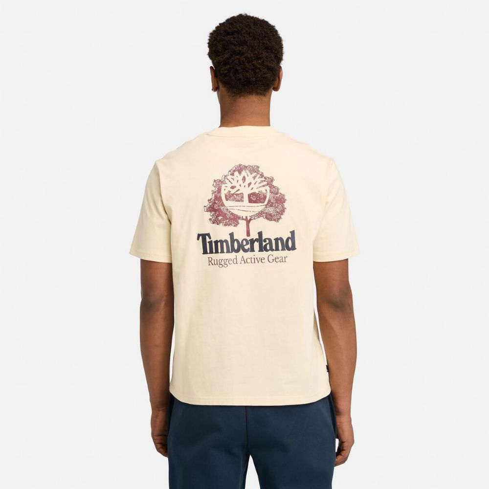 Timberland  男款象牙色背後圖案短袖T恤|A69E3EFL