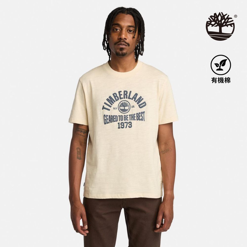 Timberland 男款象牙色休閒短袖T恤|A6988EFL