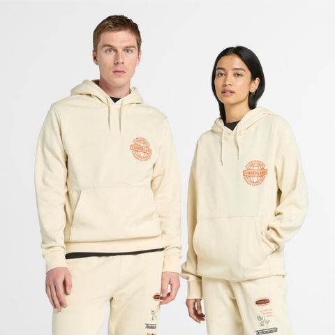 Timberland 中性象牙色印花連帽上衣|A43D5EFL