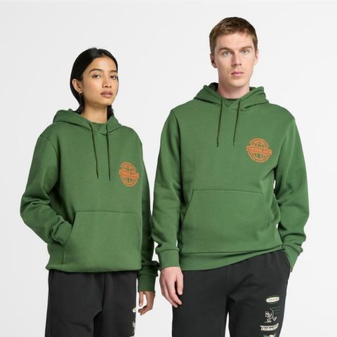 Timberland 中性綠色印花連帽上衣|A43D5EIN