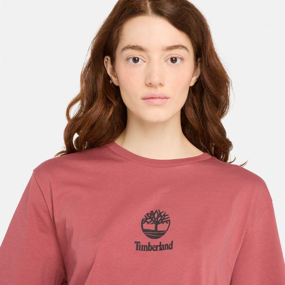 Timberland 中性暗紅色LOGO印花短袖T恤|A43C5EFU