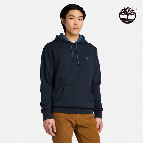 Timberland 男款深寶石藍LOGO刷毛連帽上衣|A5XV9Z02