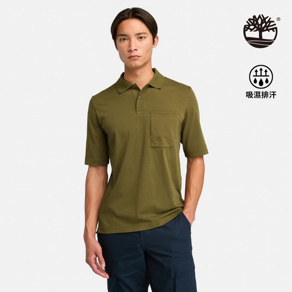 Timberland  男款深橄欖綠抗UV短袖POLO衫|A6427302