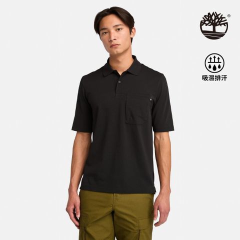 Timberland 男款黑色抗UV短袖POLO衫|A6427001