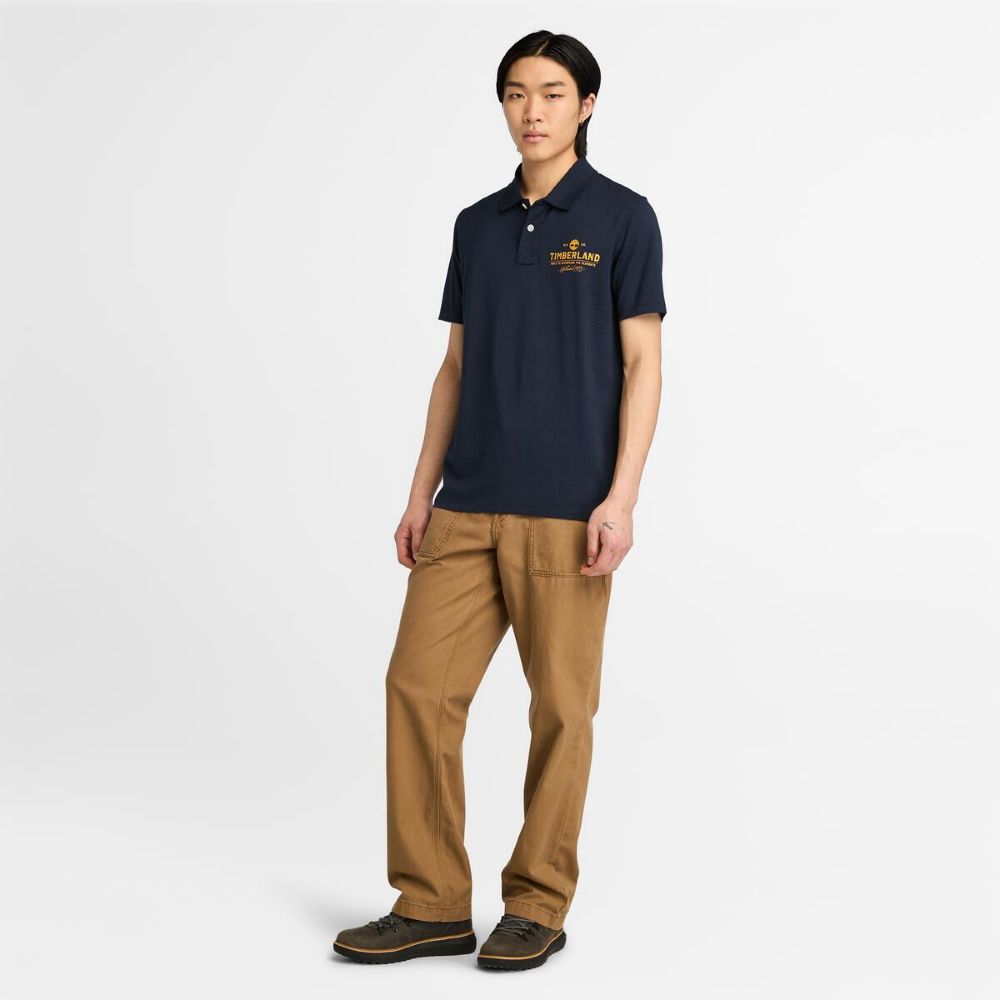 Timberland 男款深寶石藍休閒POLO衫|A441U433