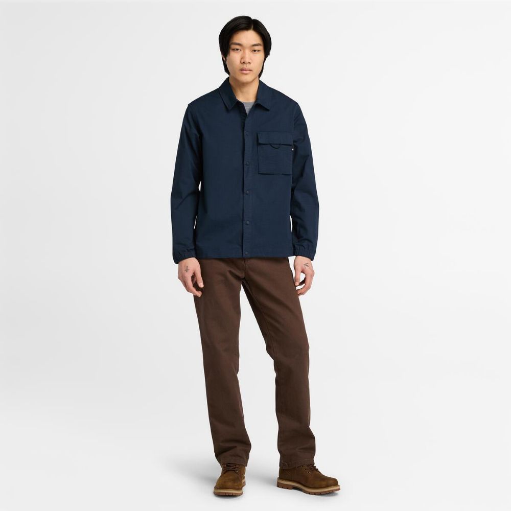 Timberland 男款深寶石藍CORDURA R耐磨長袖襯衫|A5M46433