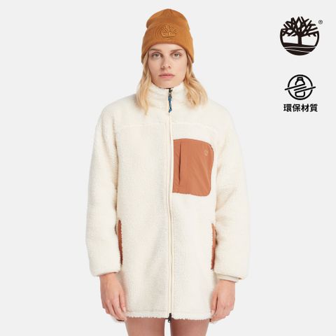 Timberland 女款白煙色長毛抓絨外套|A6HMNV04