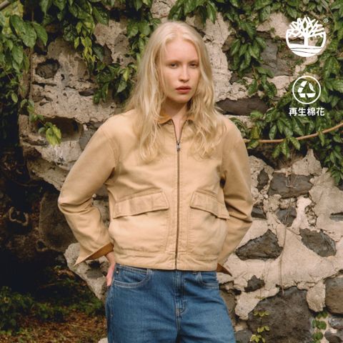 Timberland 女款淺小麥色水洗帆布外套|A5VJ7EH3