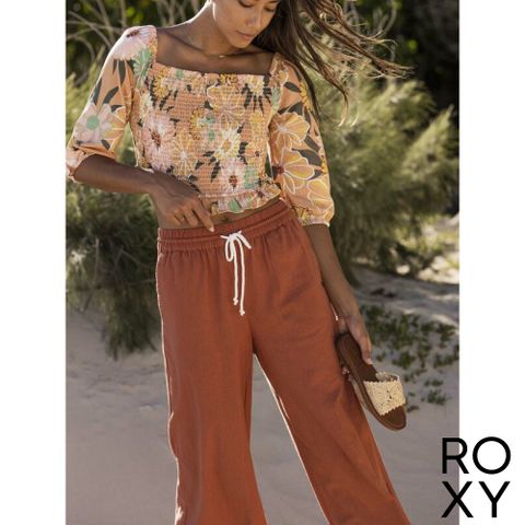 Roxy Lekeitio Linen Beach Pants In Brown