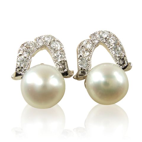 【小樂珠寶】頂級天然珍珠7-8mm耳環