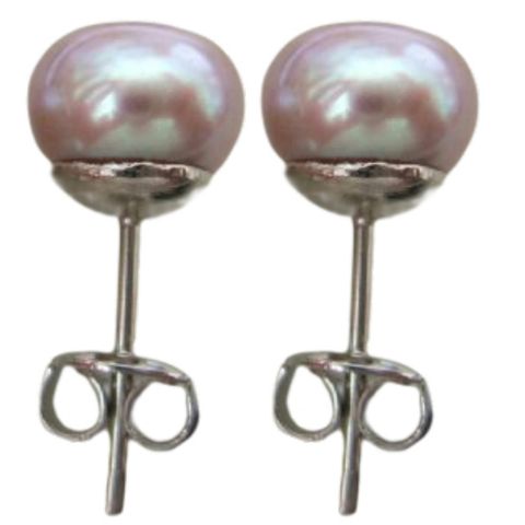 【小樂珠寶】頂級天然珍珠7-8mm耳環