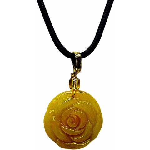 金色黃翡富貴花朵 天然A貨翡翠墜鍊玉墜子項鍊AA04