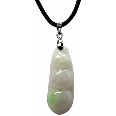 紫羅蘭拌綠福豆 天然A貨翡翠玉石吊墜子項鍊AA18