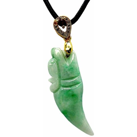 滿正陽綠發財龍牙 天然A貨翡翠玉石吊墜子項鍊AA29