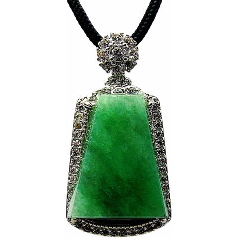 滿冰綠平安健康平安牌 天然A貨翡翠玉石吊墜子項鍊AA36