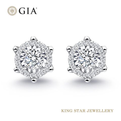 King Star GIA無螢光 60分皇家14K金鑽石耳環(D  3 Excellent極優 八心八箭)