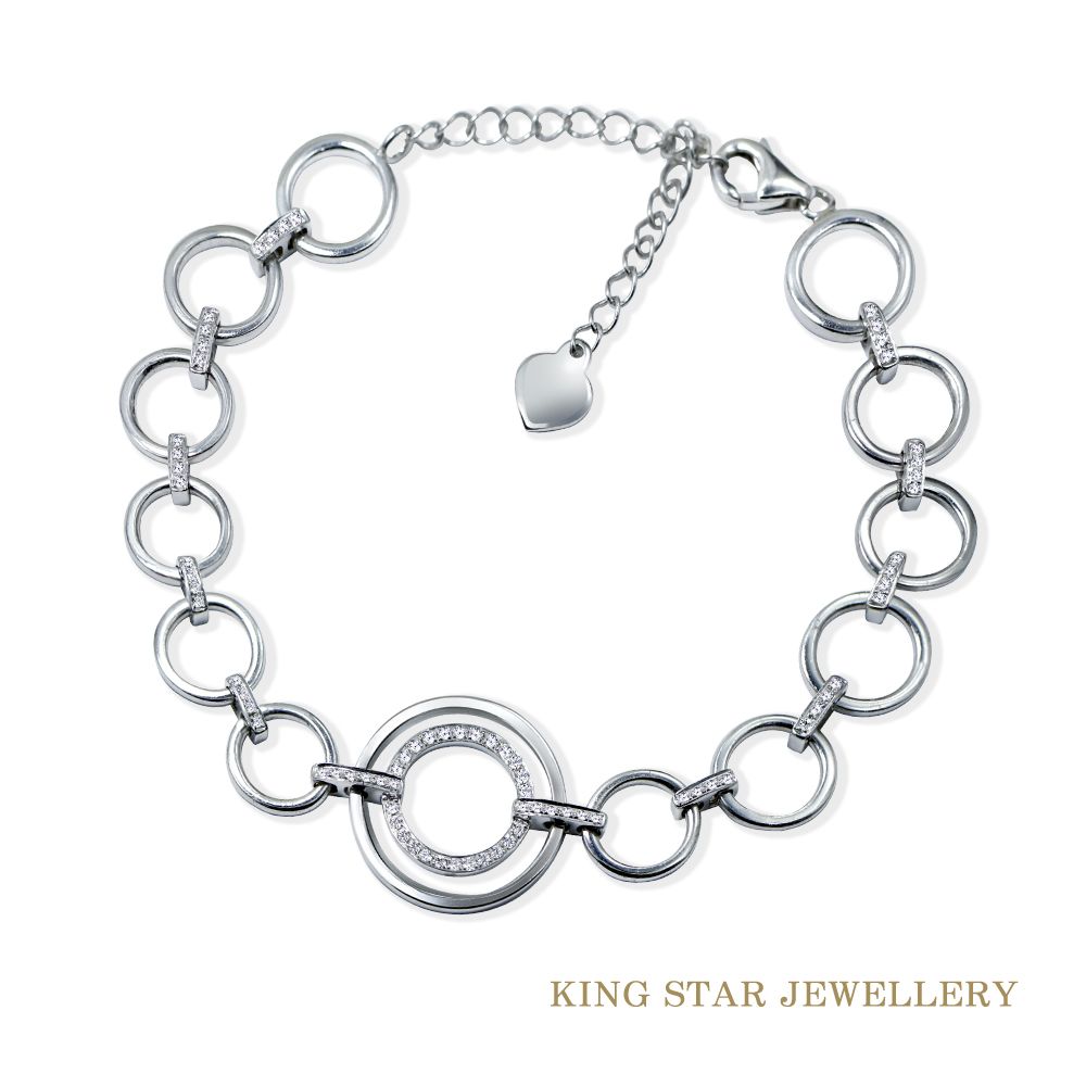 King Star 圓圈 天然鑽石手鍊(時尚造型款)